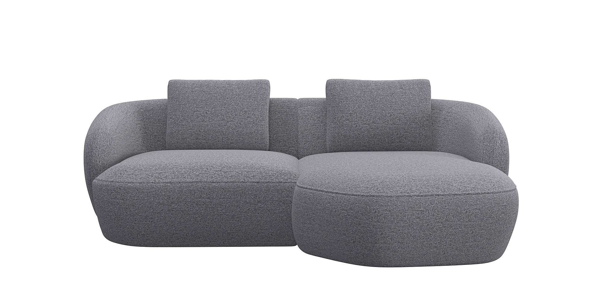 FLEXLUX Wohnlandschaft Torino, rund, L-Form, Sofa-Ecke mit Recamiere, Longchair-Sofa, Modernes, organisches Sofa-Design, Kaltschaum, Wellenunterfederung