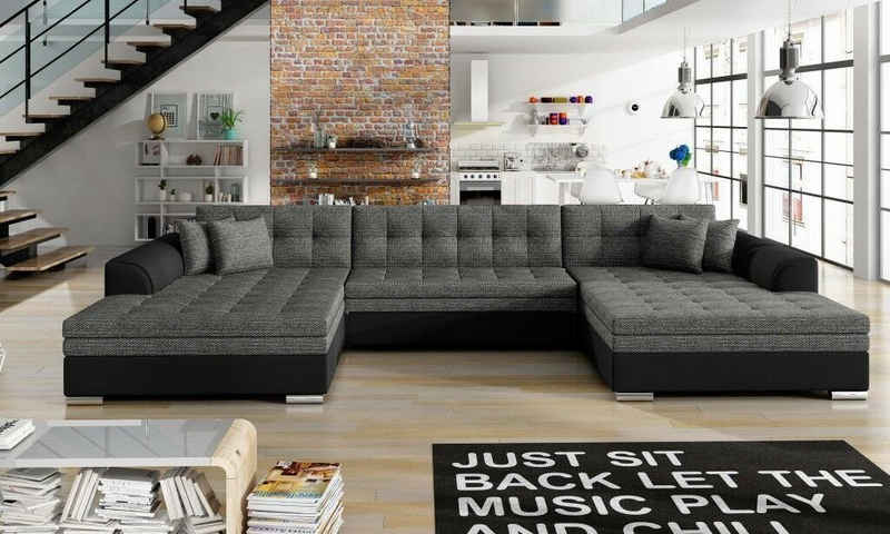 JVmoebel Ecksofa Ecksofa Sofa Wohnlandschaft Couch U Form Bettfunktion Sofort, 1 Teile, Made in Europa