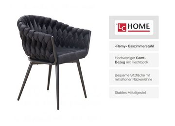 LC Home Esszimmerstuhl »Remy« Flechtoptik Samt schwarz Armlehnstuhl Designerstuhl (Einzelstuhlset, 1 St), Gestell aus Metall