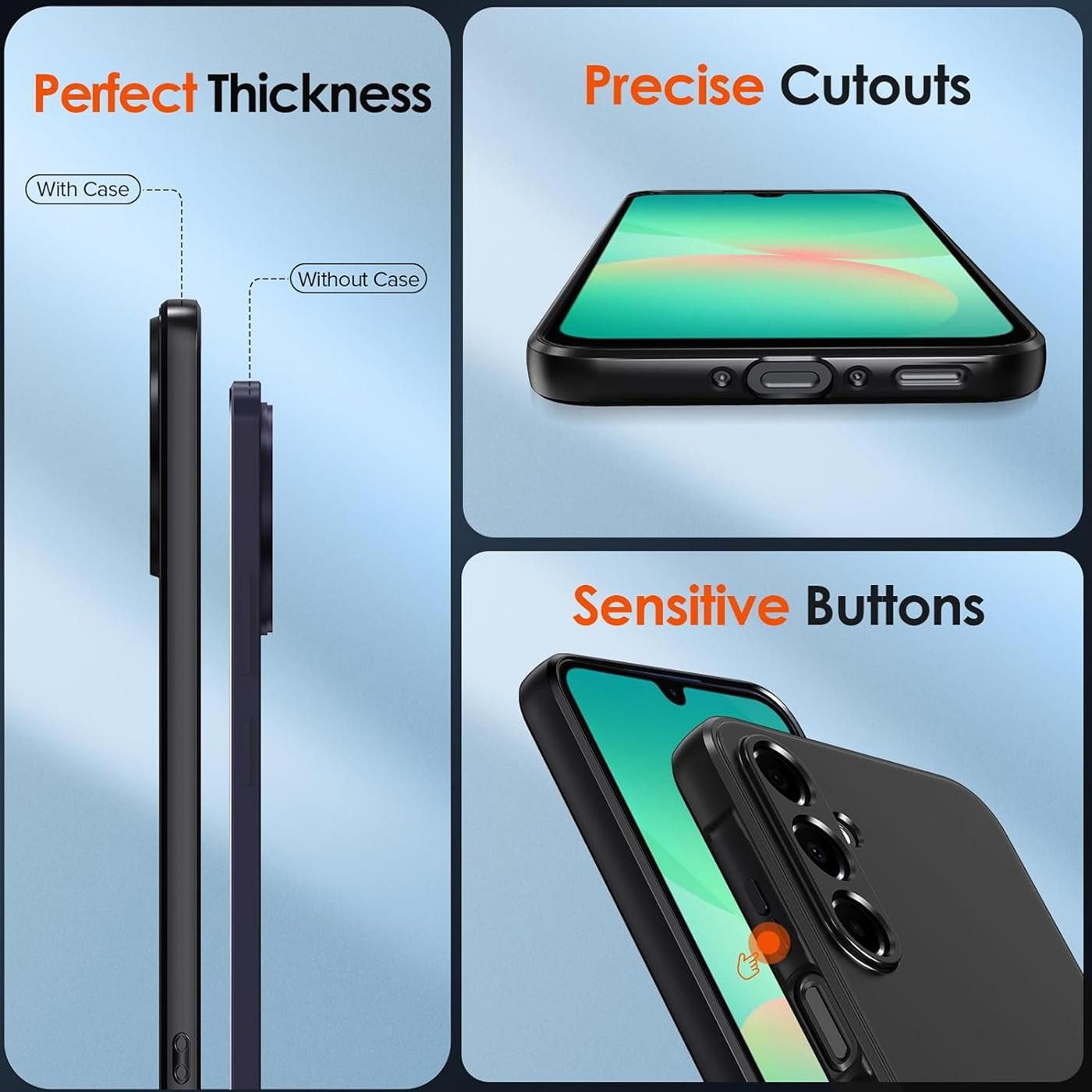 CoolGadget Handyhülle Handy Schutzhülle für Samsung Galaxy A27 5G matt schwarz, Silikon TPU Hülle Schutz Tasche Cover schlicht Slim Case – Bild 5 von 5