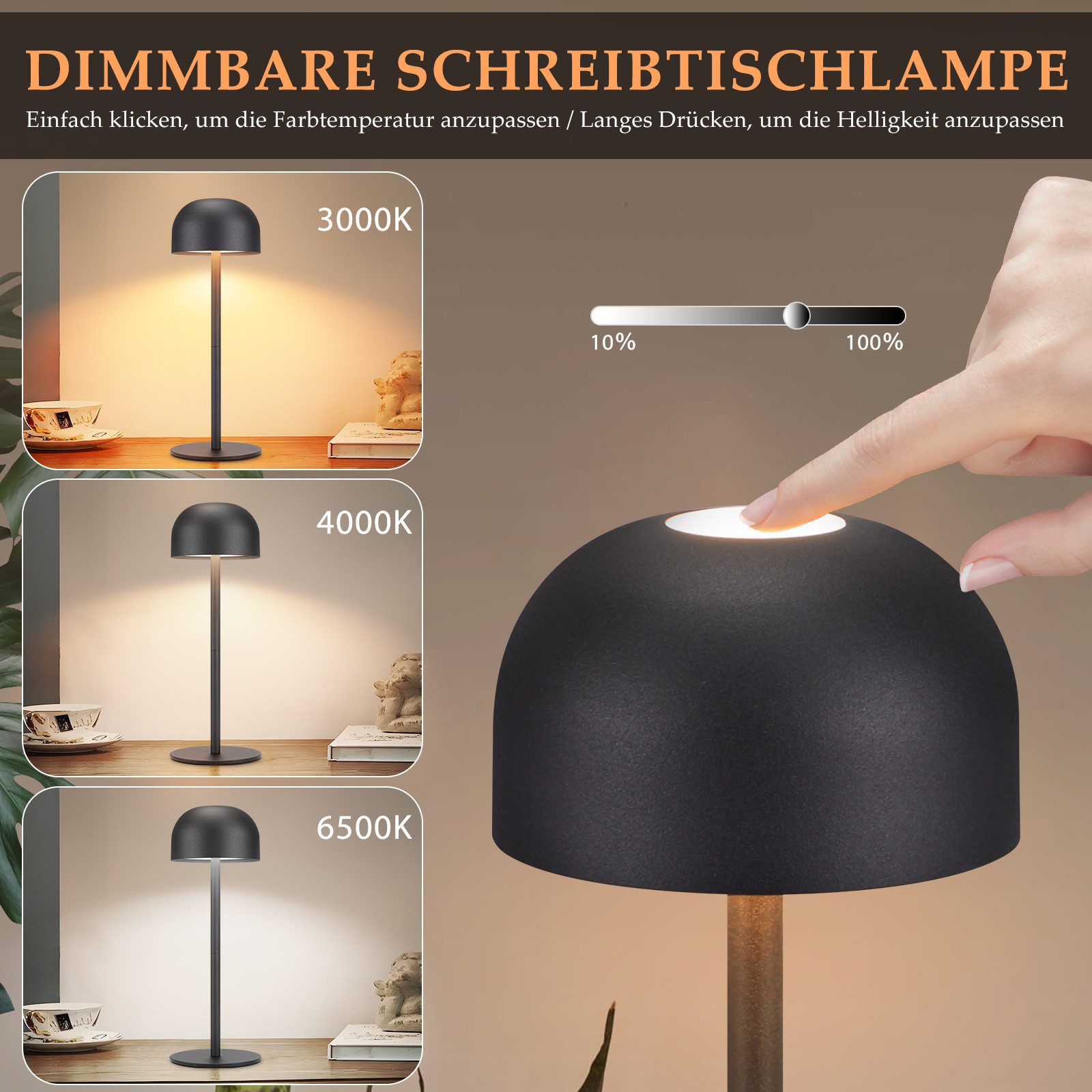 Nettlife LED Tischleuchte Kabellos 2ER Touch günstig online kaufen