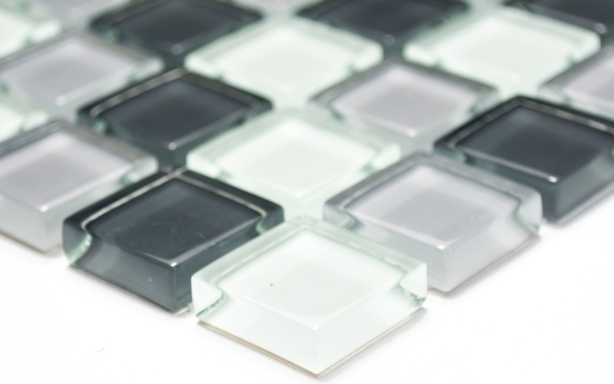 10 Mosani Crystal Mosaik Matten glänzend / Mosaikfliesen grau Glasmosaik