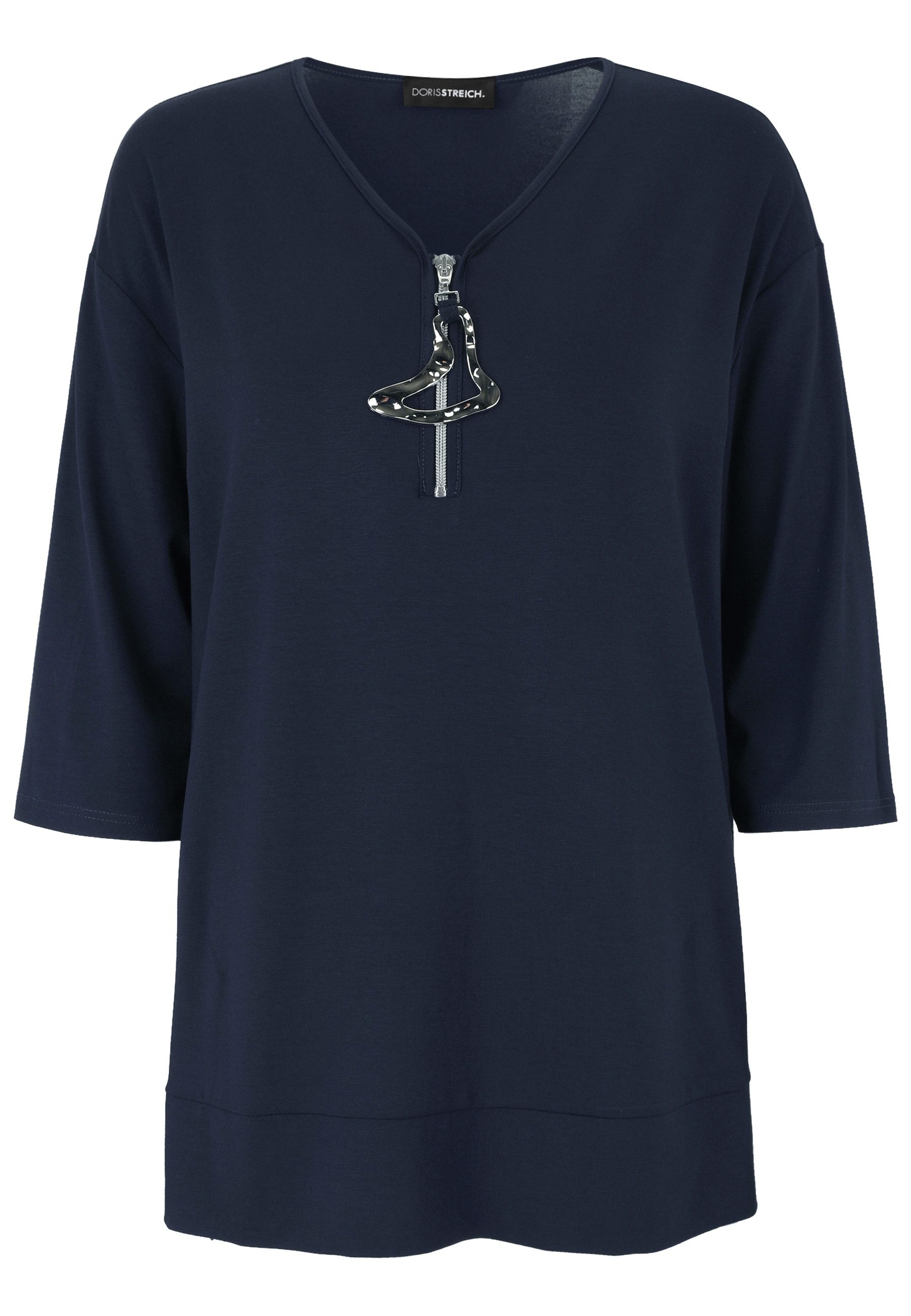 Doris Streich T-Shirt mit dekorativem Reißverschluss-Anhänger