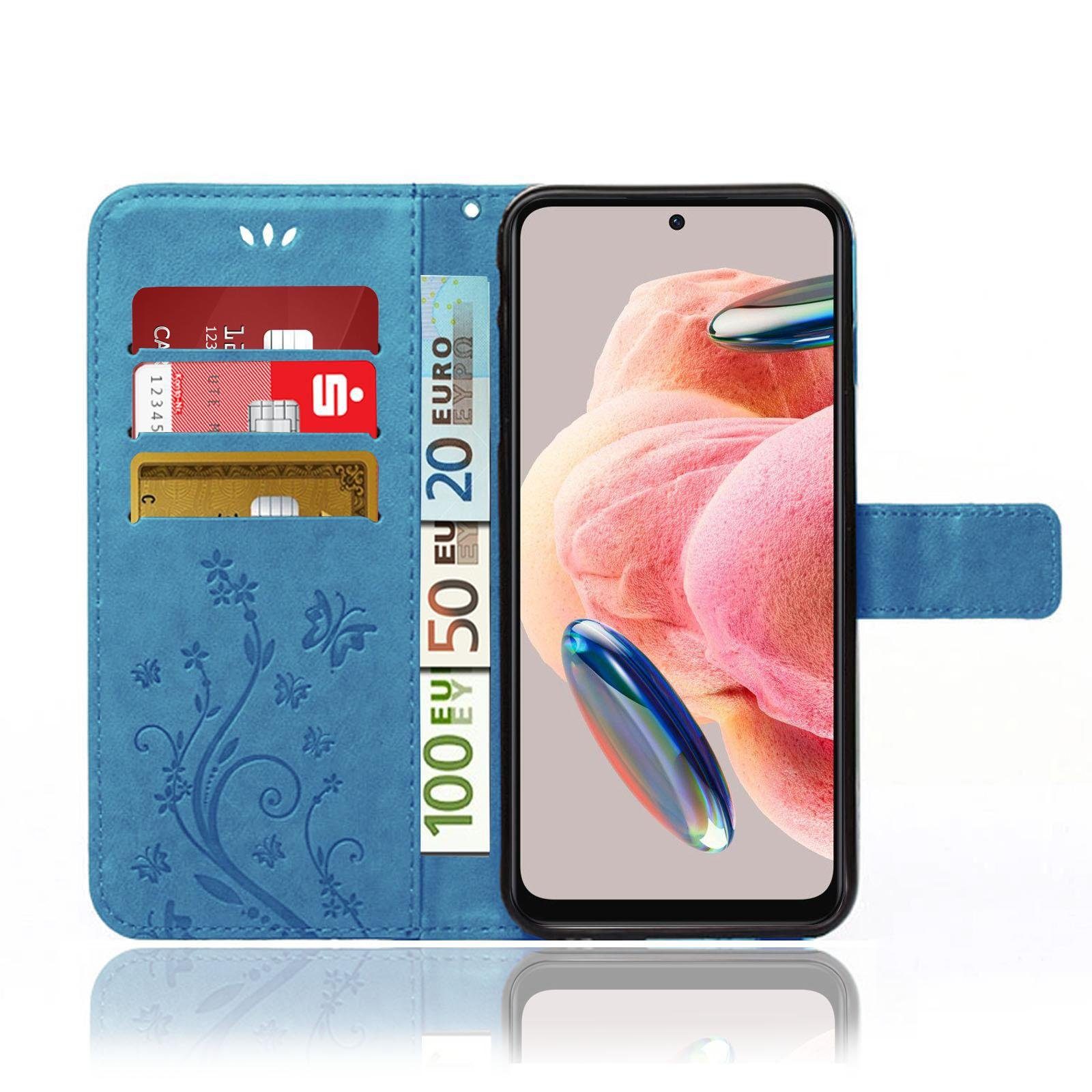 Numerva Handyhülle Bookstyle Flower für Xiaomi Redmi Note 12 4G, Handy Tasche Schutzhülle Klapphülle Flip Cover mit Blumenmuster