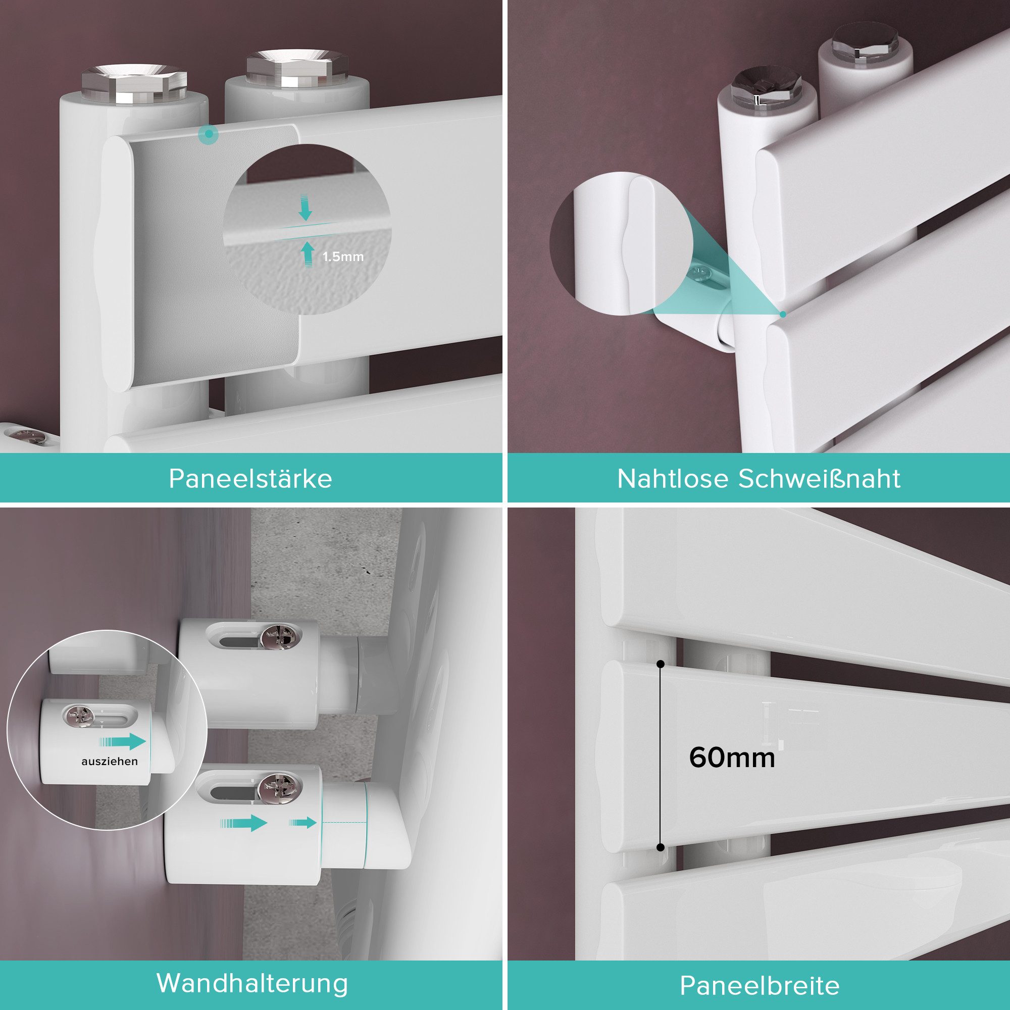 doporro Badheizkörper Badheizkörper Badheizung Handtuchwärmer Seitenanschlu günstig online kaufen