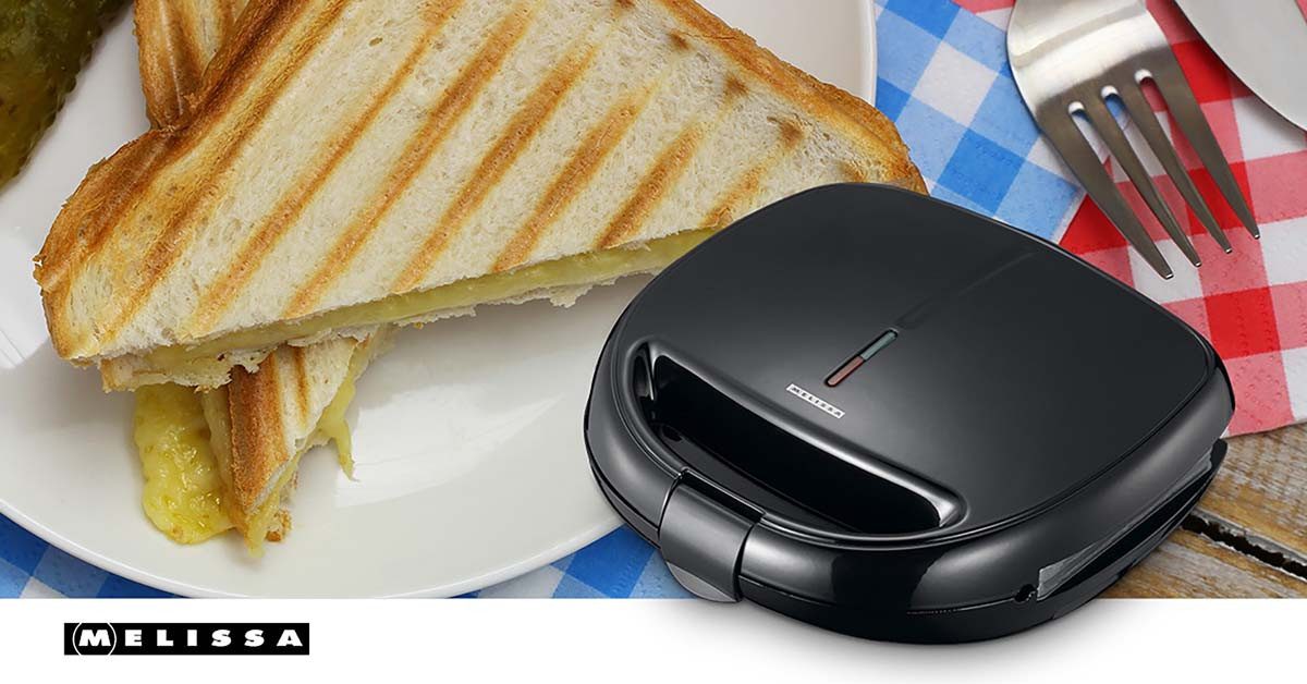 MELISSA Sandwichmaker 16240110, 850 W, 3-in-1 Toaster/Grill/Waffeleisen, 850W, 3 wechselb. Platten