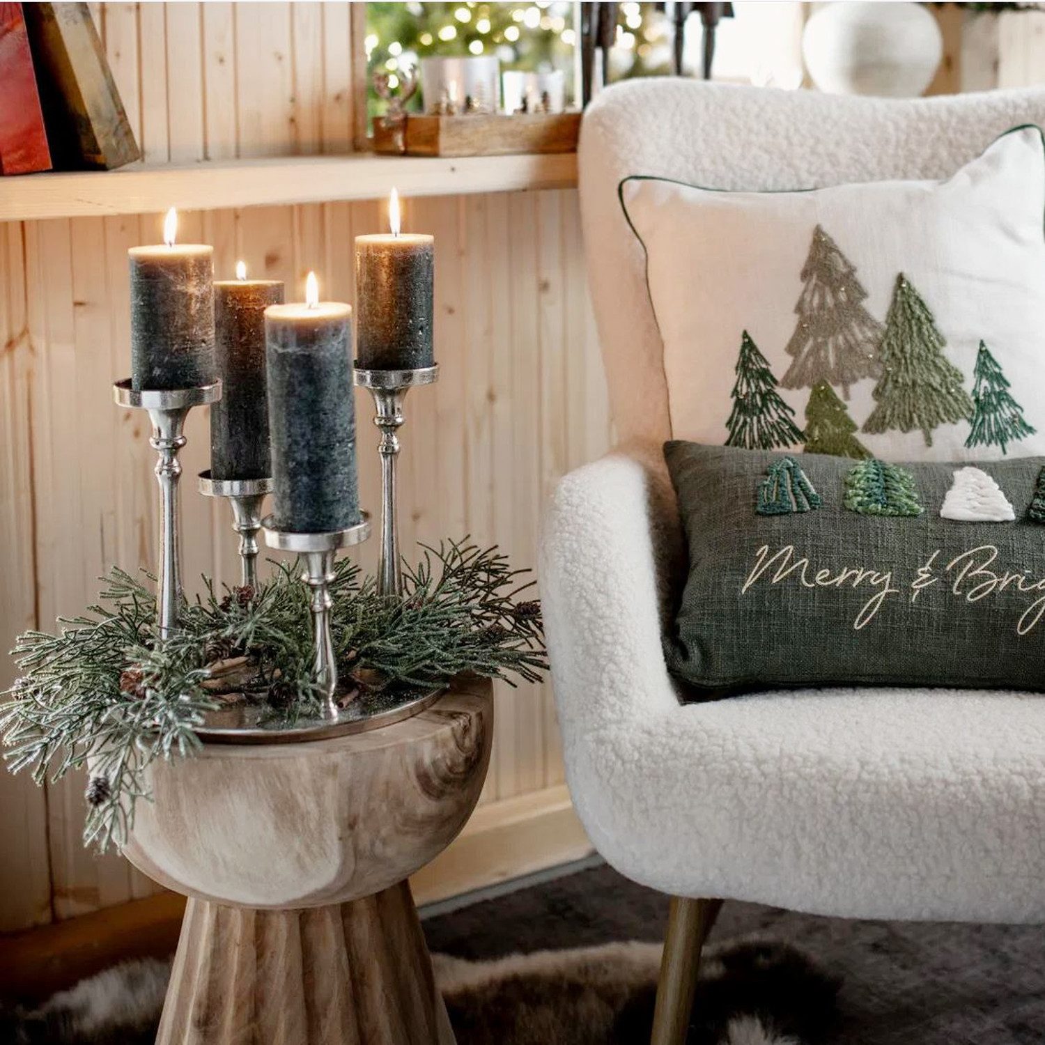 Macosa Home Adventskranz Silber Metall 29 cm modern elegantes Adventsgestec günstig online kaufen