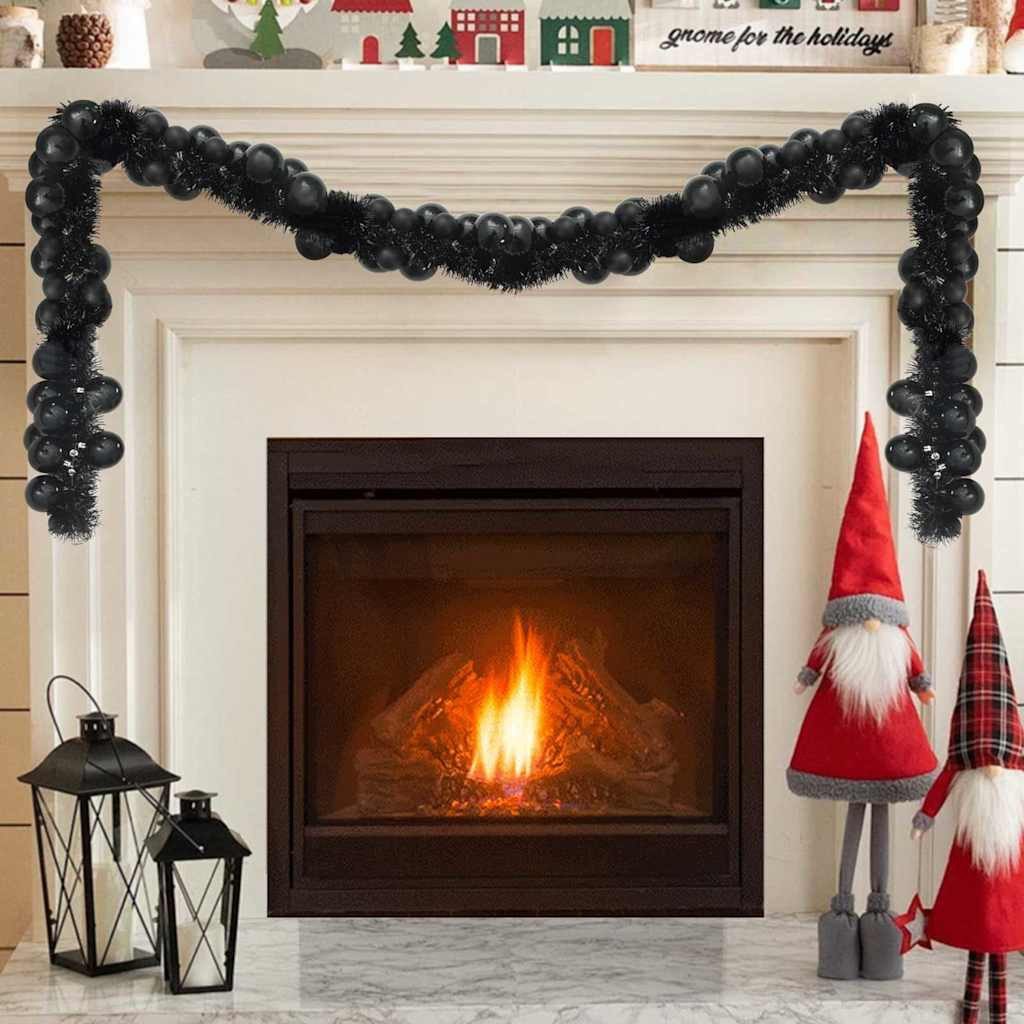 furnicato Girlanden Weihnachtsgirlande aus Polystyrol, faltbar, schwarz (1-tlg), Wasserdichte Tannengirlande, platzsparend faltbar für das Wohnzimmer