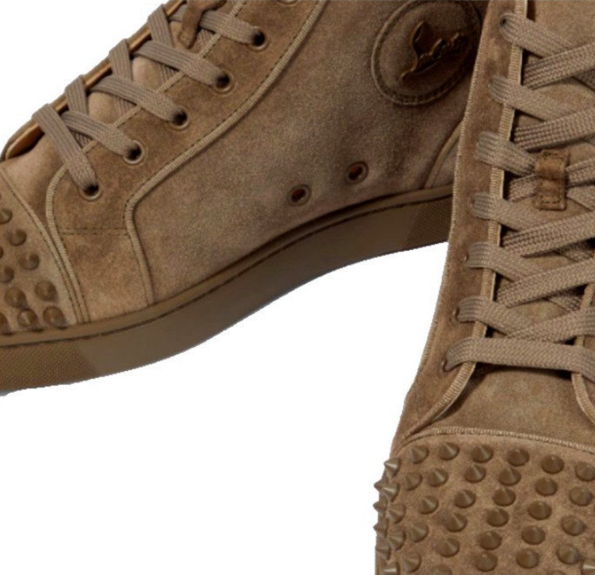 CHRISTIAN LOUBOUTIN Sneakers Louis Spikes Flat Suede Schuhe High Top Suede Turnschuhe Sneaker Signatur rote Gummisohle, mit Spike-Verzierungen