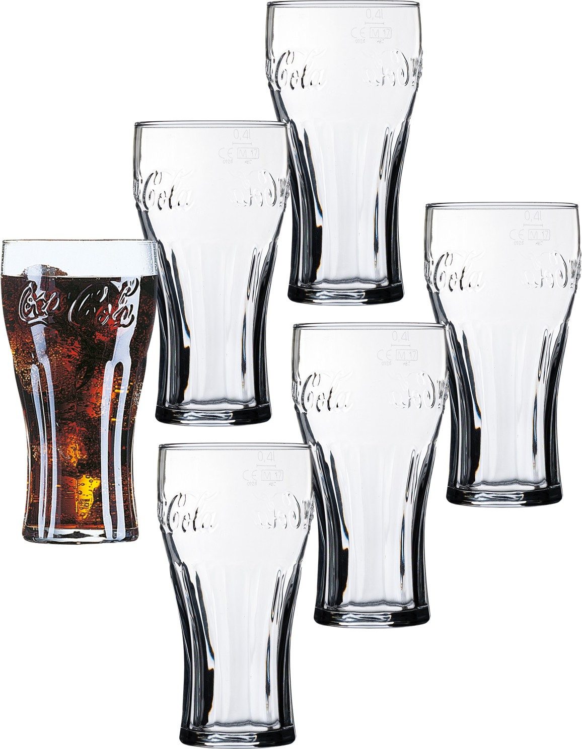 Tumbler-Glas Coca-Cola Konturglas 46cl -0,4l geeicht - 6 Stück