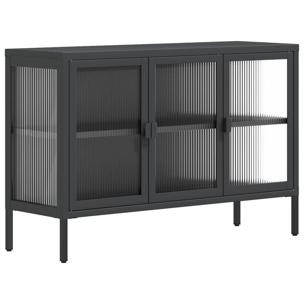 vidaXL Sideboard Sideboard Schwarz 105x35x70 cm Glas und Stahl