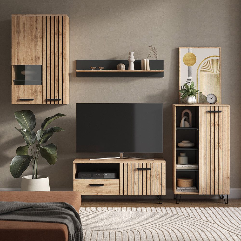 Vicco Nachtschrank Amber, Eiche Wotan, 60 x 58 cm