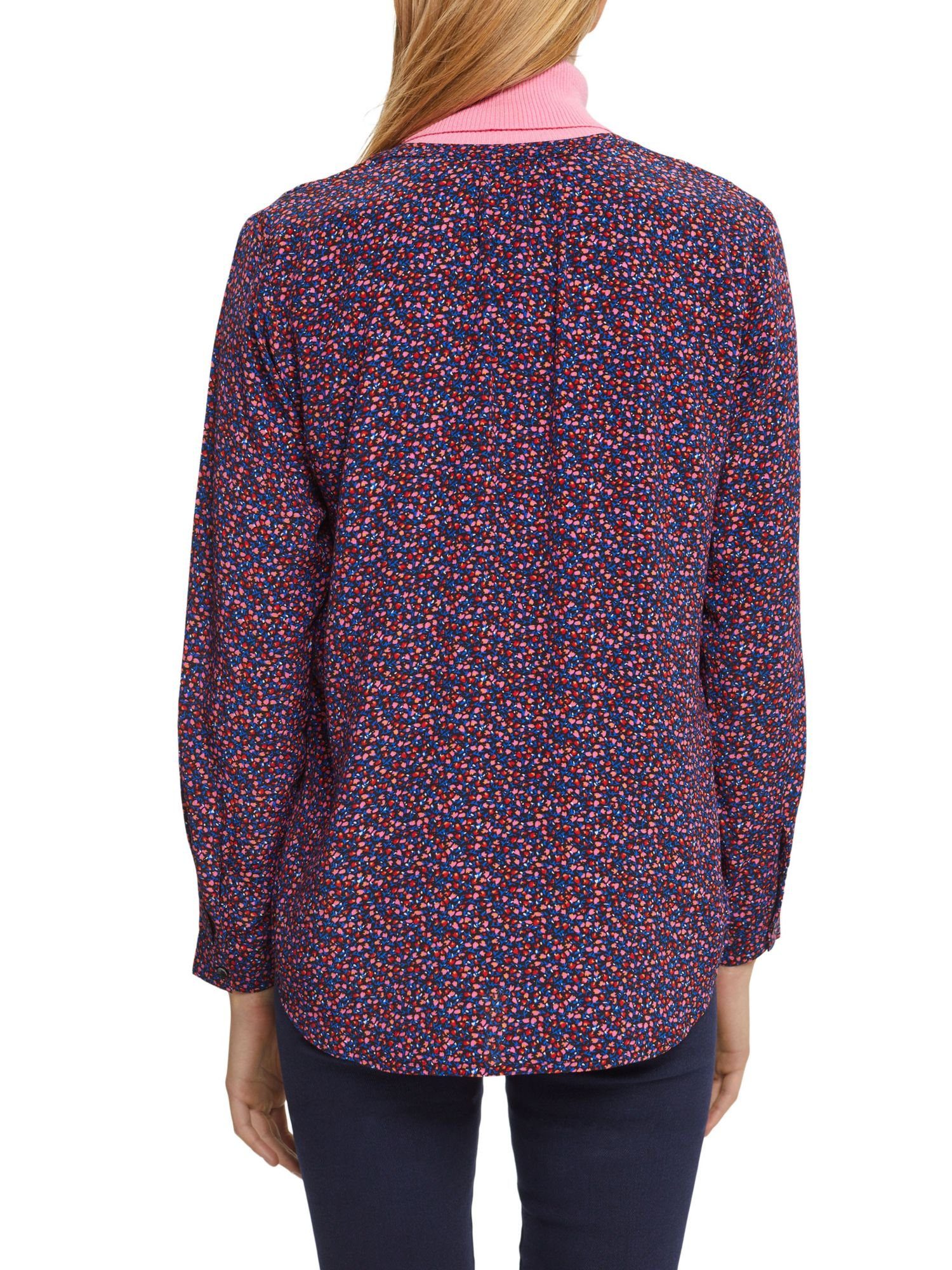 Esprit Langarmbluse Bluse mit BLACK LENZING™ Muster, ECOVERO™