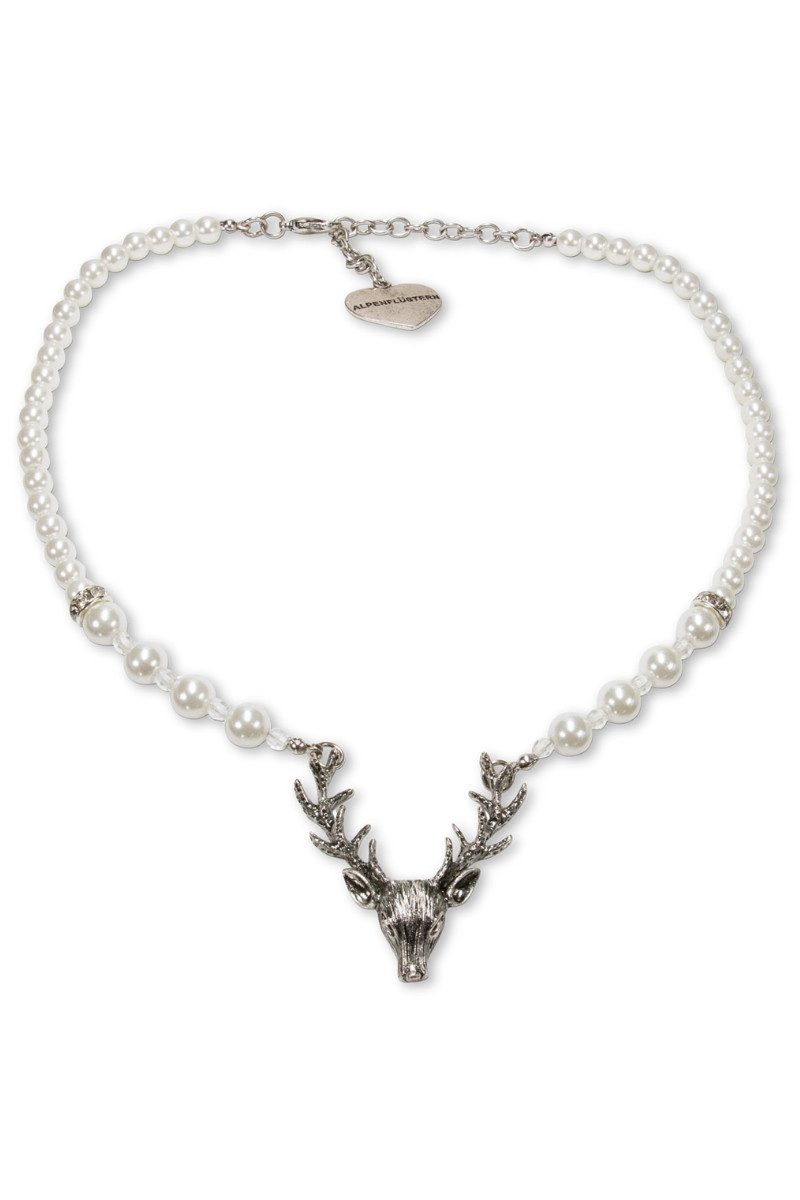 Alpenflüstern Kette mit Anhänger Trachtenkette - HIRSCH - creme, rosé günstig online kaufen