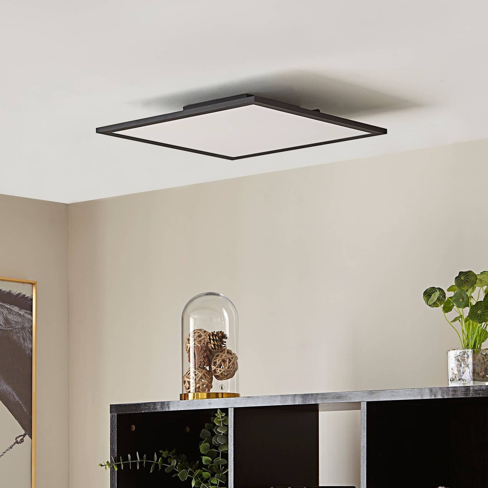 Lindby LED Panel Lamin, LED Schwarz Farbwechsel warmweiß / tageslicht IP20 mit Fernbedienung, LED 24 W gesamt, Farbwechsel warmweiß / tageslicht