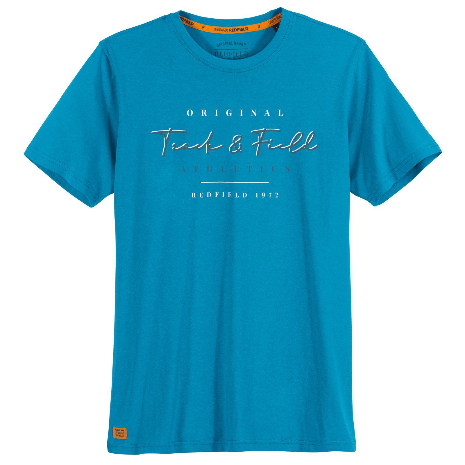 redfield Print-Shirt Große Größen Herren T-Shirt türkisblau Schriftprint Redfield