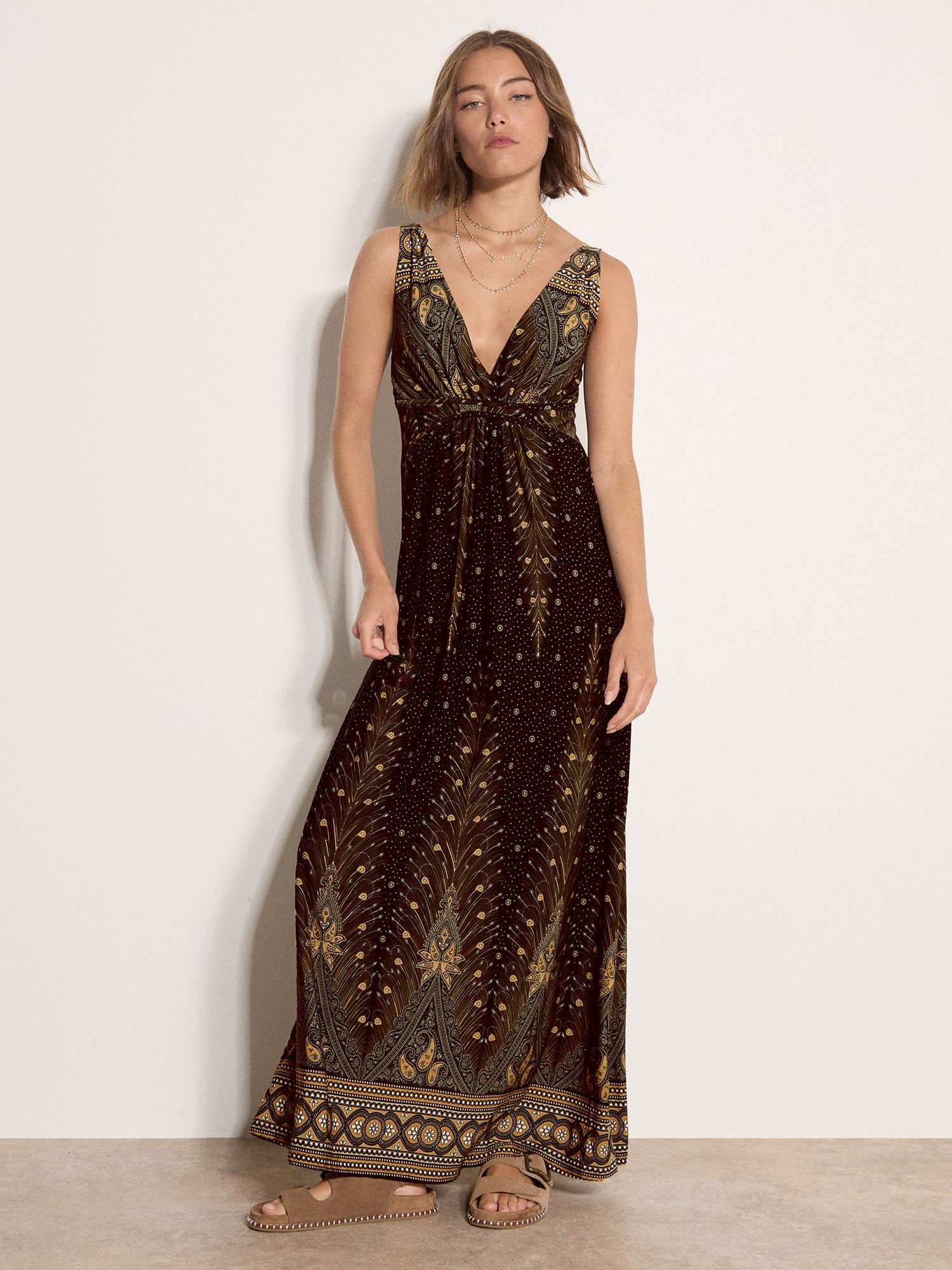 Apricot Maxikleid Paisley-Maxikleid mit Taillenband