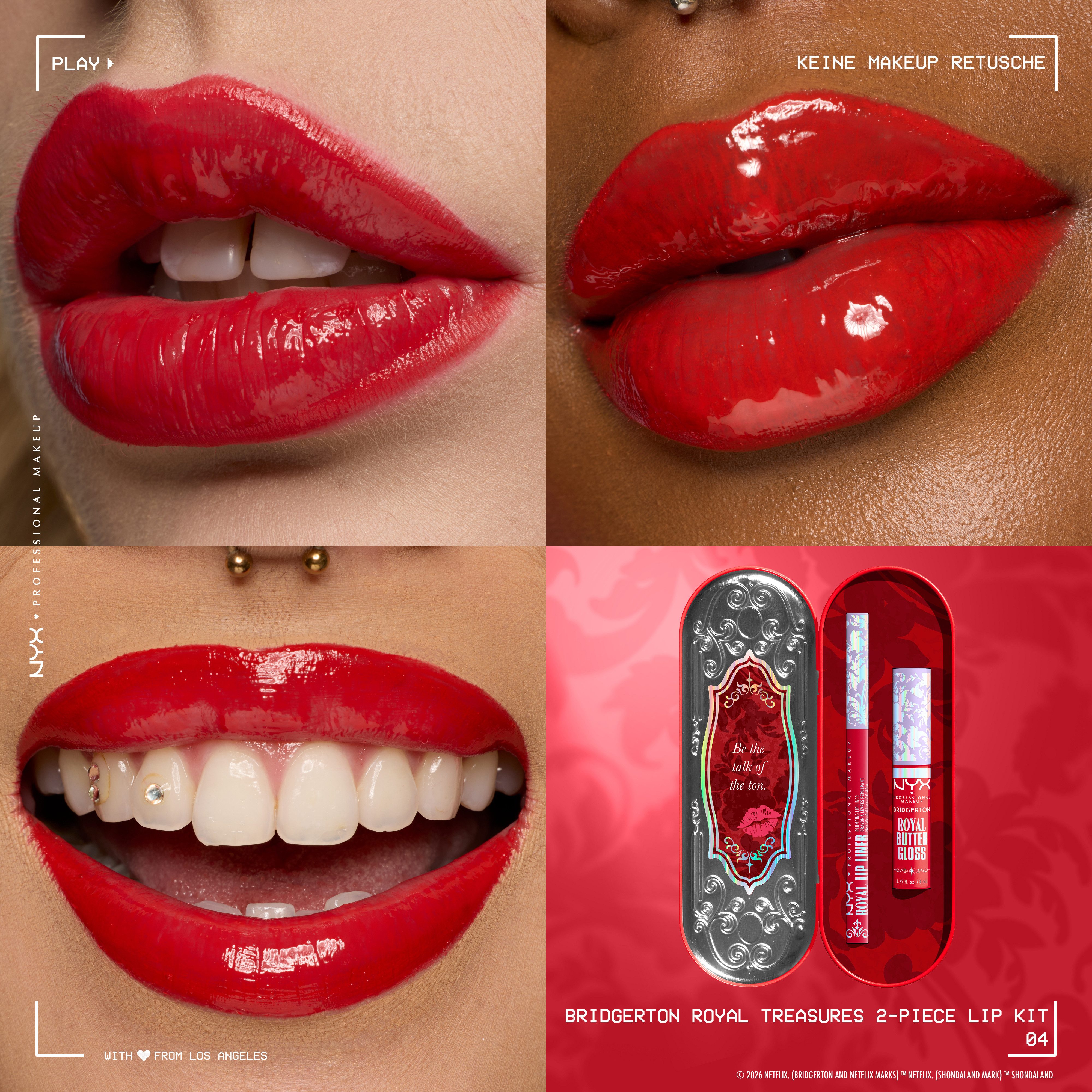 NYX PROFESSIONAL MAKEUP Schmink-Set BRIDGERTON ROYAL TREASURES LIP KIT, 2-tlg., Royal Butter Gloss und Royal Lip Liner