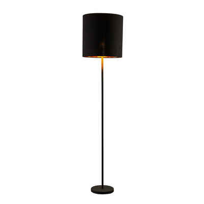 Lindby Stehlampe Nymar, Leuchtmittel nicht inklusive, Modern, Stoff, Metall, Schwarz, gold, 1 flammig, E27, Textil