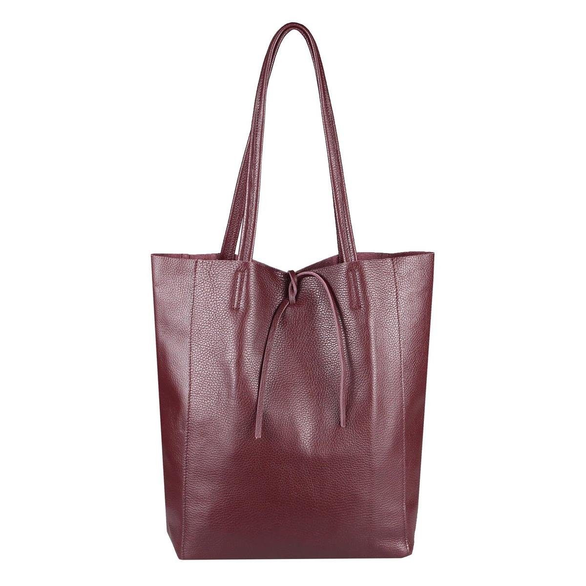 ITALYSHOP24 Schultertasche Made in Italy Damen Premium Leder SHOPPER Tasche HOBO Umhängetasche, Echtleder Business Bag leicht groß klassisch sicher geräumig Beutel
