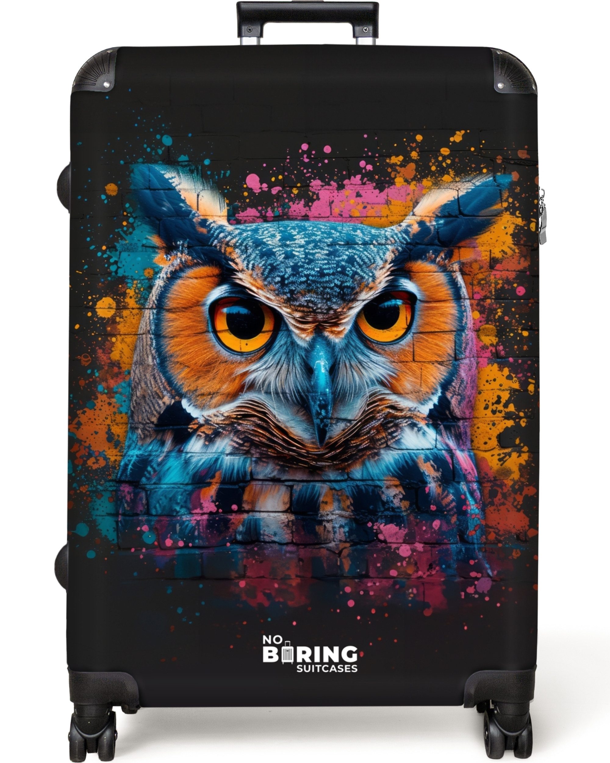 NoBoringSuitcases.com© Hartschalen-Trolley Eule im bunten Graffiti-Stil günstig online kaufen