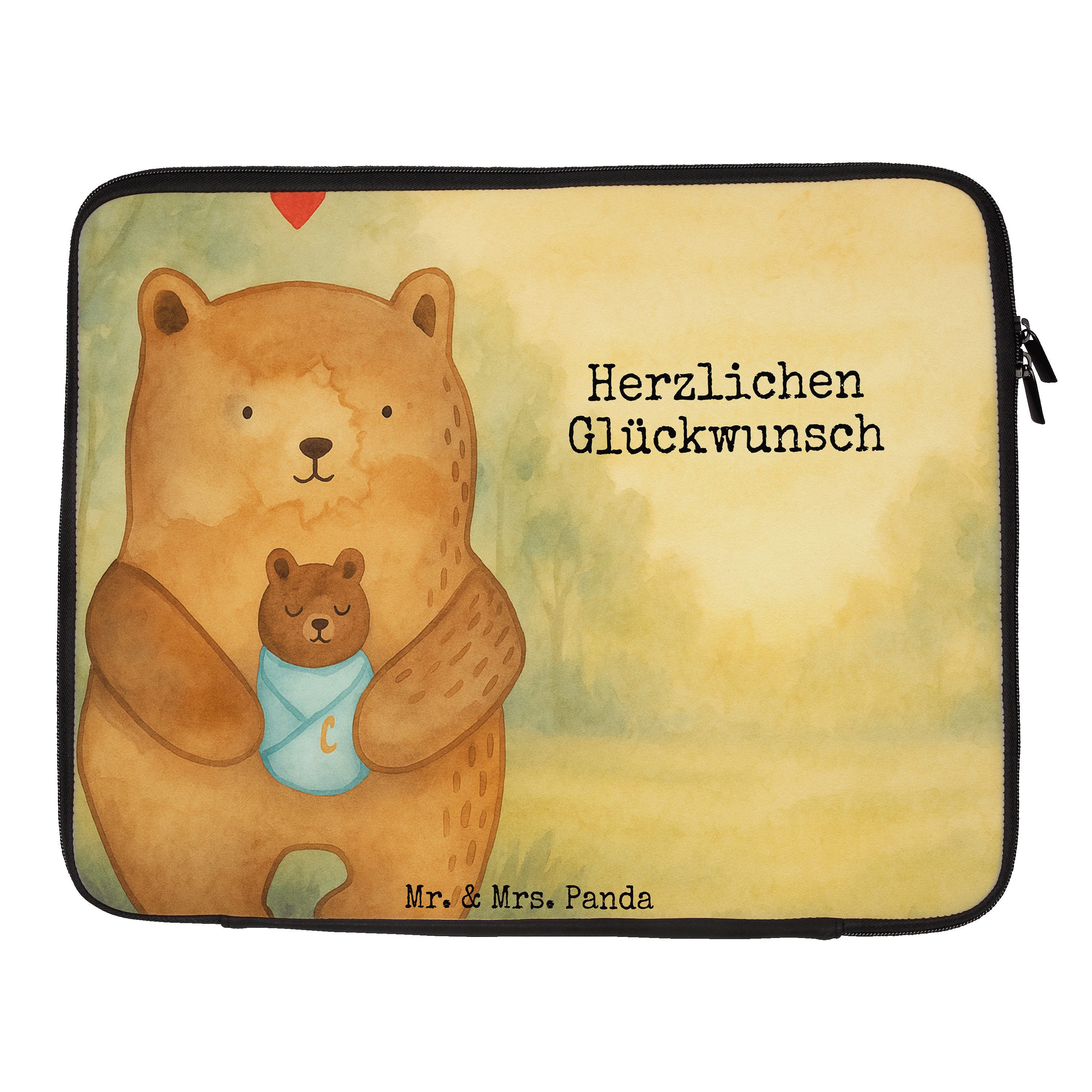 Mr. & Mrs. Panda Laptop-Hülle Bär Baby Design, Laptop Sleeve 13" 34 x 26,5 cm, Weiß, Teddy, Noteboo, Laptophülle Baby Notebooktasche