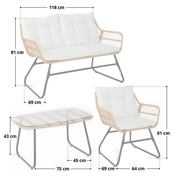 SVITA Gartenlounge-Set CAPRI, (Set, Tisch mit einem Stuhl und zwei Bänken), mit abnehmbarem Polster