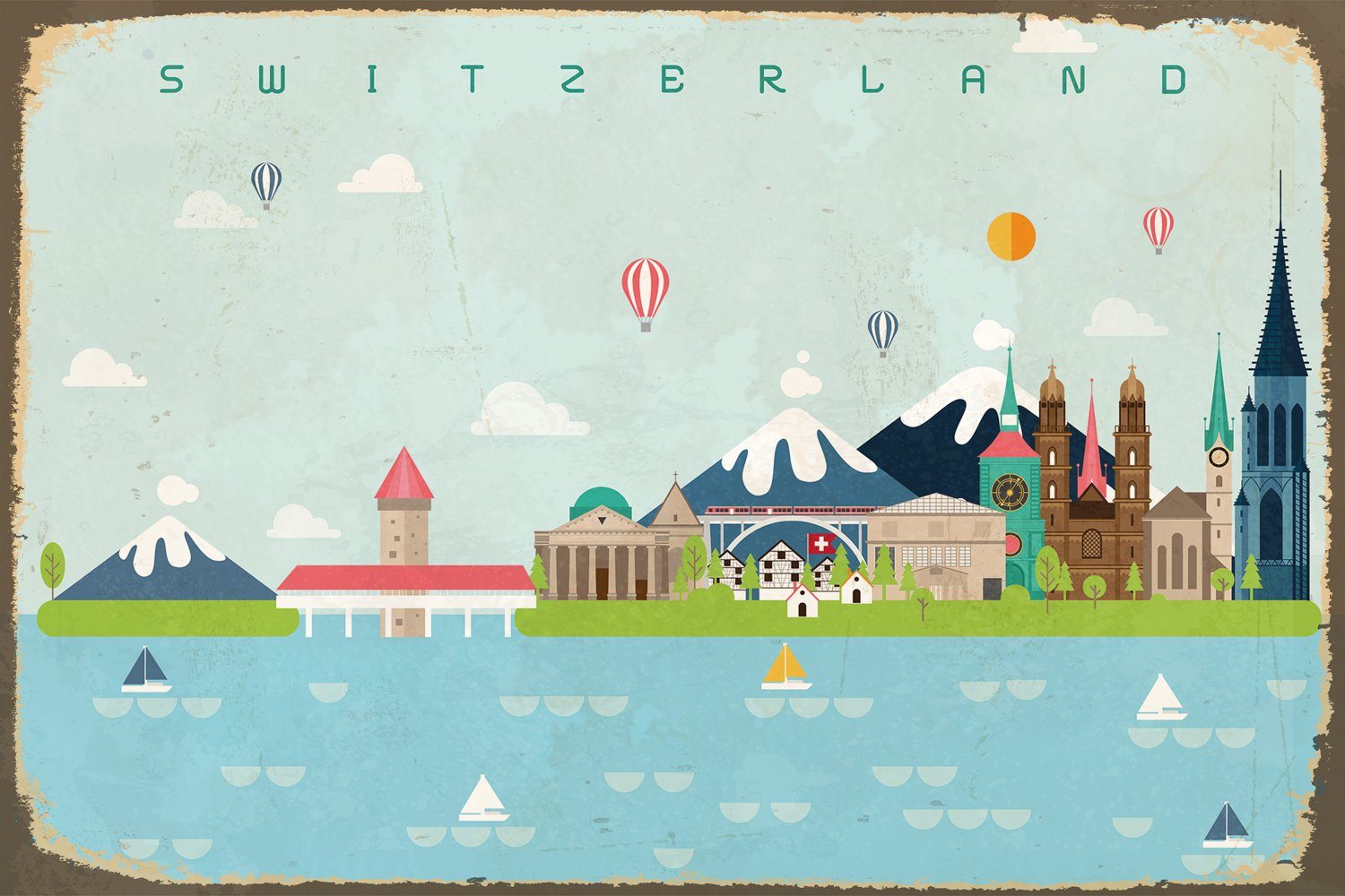 Metallbild SWITZERLAND BALLON
