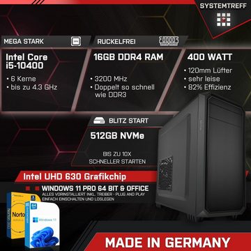 SYSTEMTREFF PC (Intel Core i5 10400, UHD 630, 16 GB RAM, 512 GB SSD, Luftkühlung, Windows 11, WLAN)