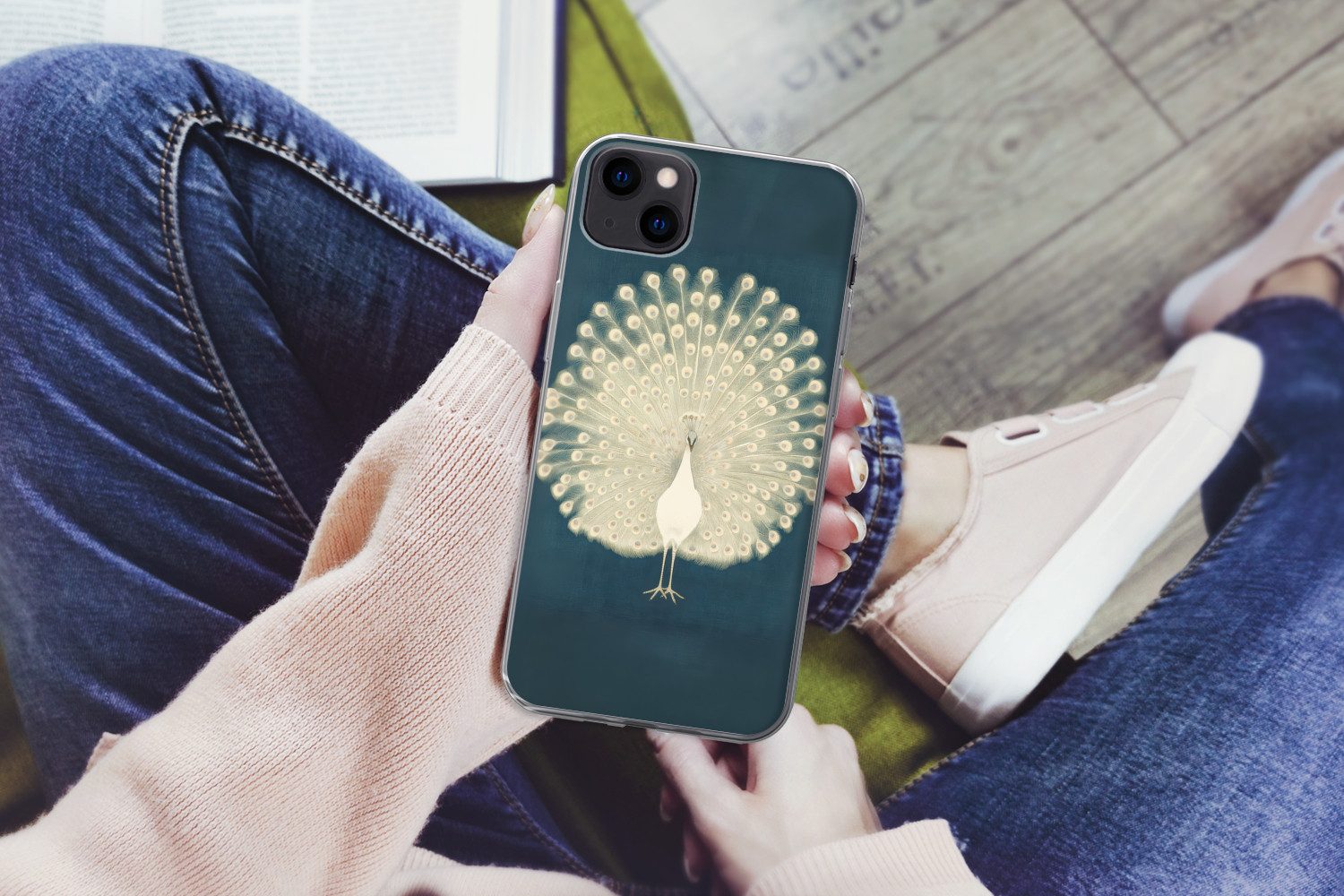 MuchoWow Handyhülle für Apple iPhone 13 mini Vogel - Blau - Vintage, Smartphone-Bumper, Print, Handy Schutzhülle Dünn