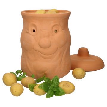 MamboCat Vorratsglas 3tlg. Terrakotta Set Knoblauchtopf + Zwiebeltopf + Kartoffeltopf, Steingut