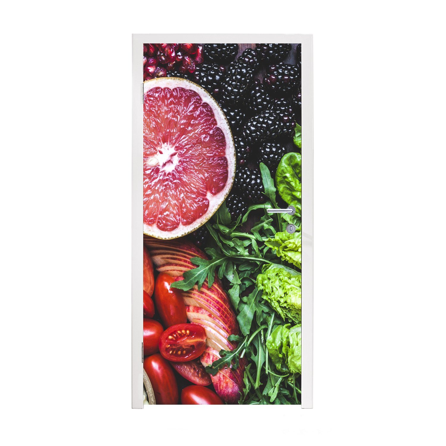 MuchoWow Türtapete Gemüse - Obst - Farben, Matt, bedruckt, (1 St), Fototapete für Tür, Türaufkleber, 75x205 cm