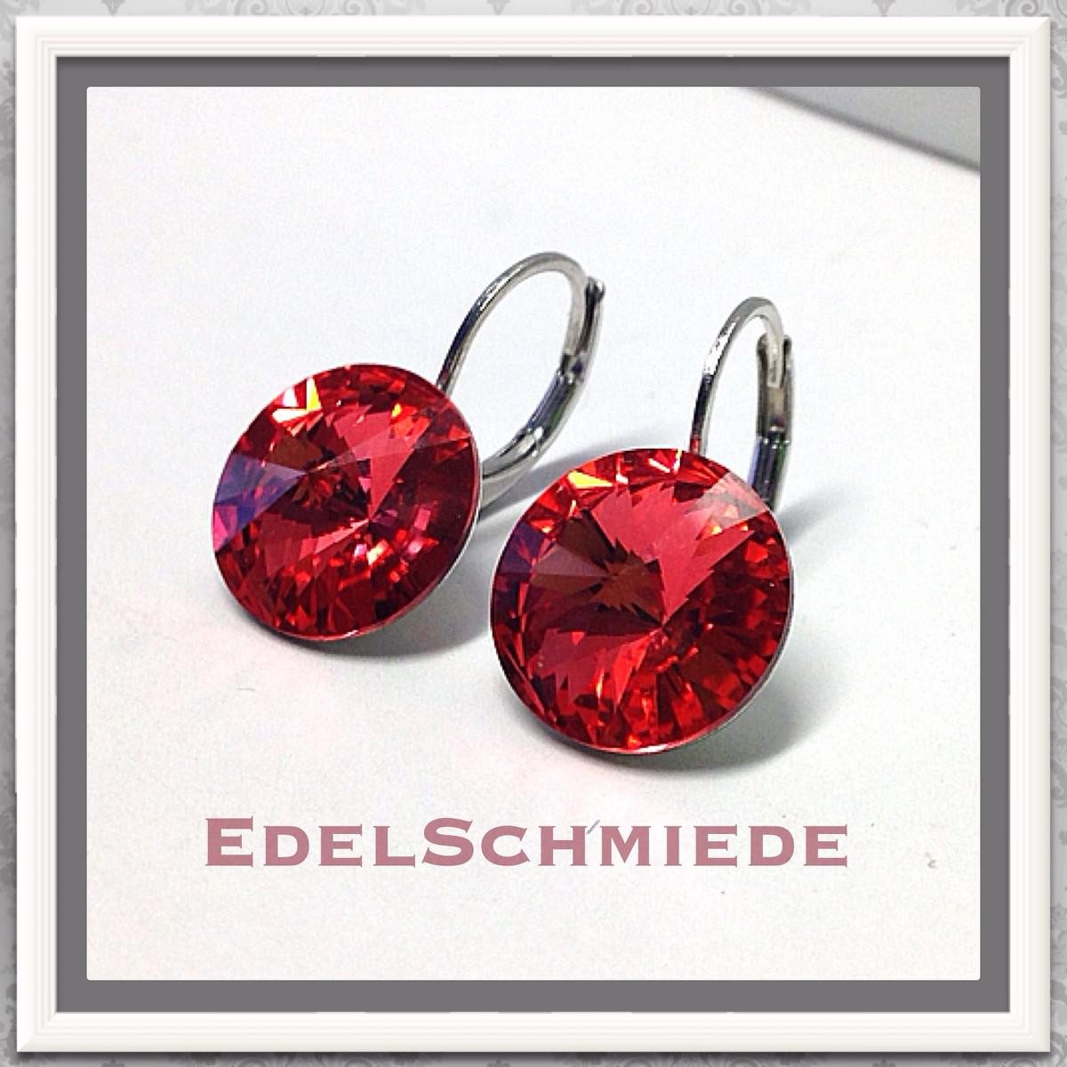 Paar Ohrhänger Edelschmiede925 Ohrhänger (Stift = Titan) Swarovski Kristall 12 mm