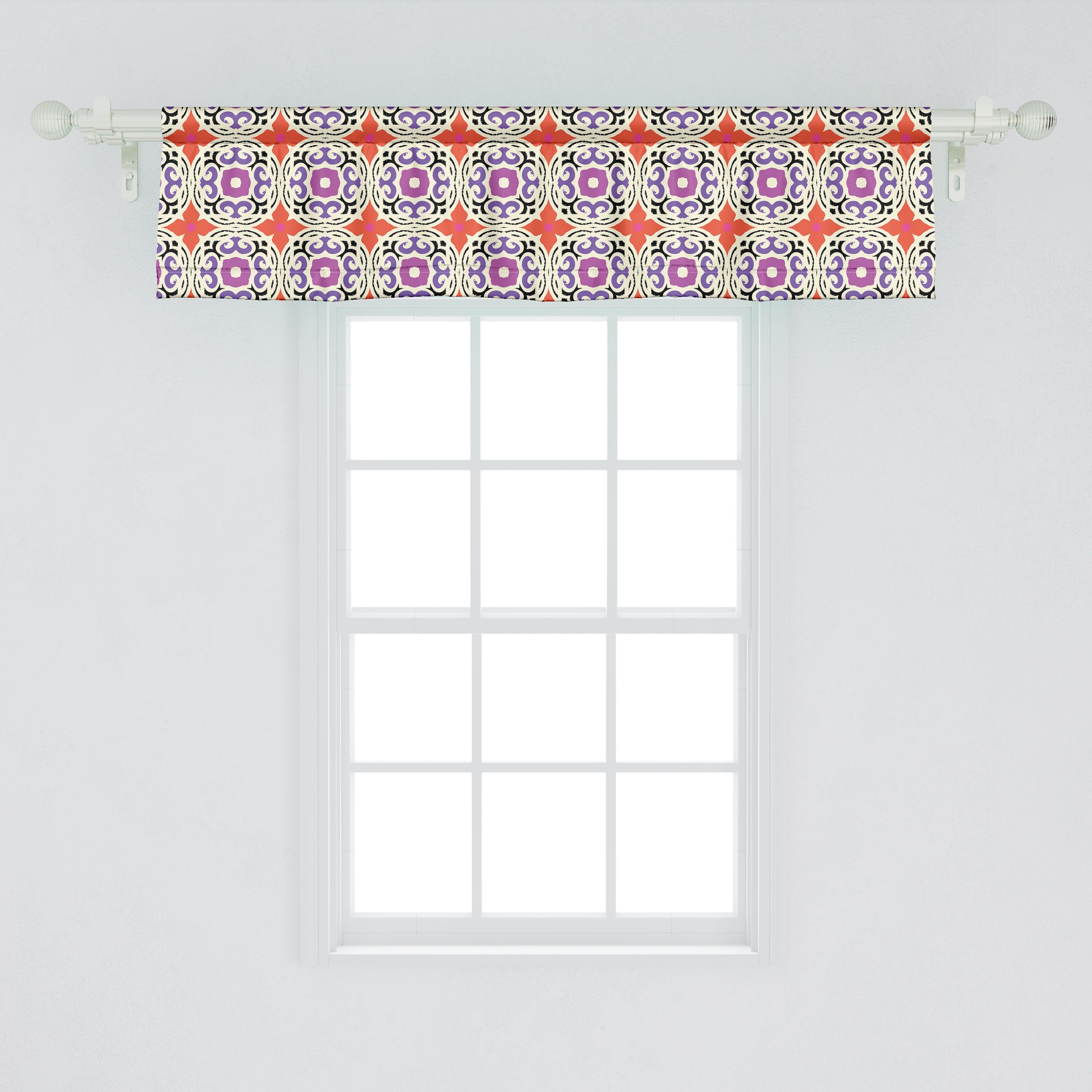 florale Schlafzimmer Küche für Abakuhaus, Motive Microfaser, Ethnisch mit Stangentasche, Scheibengardine Dekor Vorhang Volant Petal 4