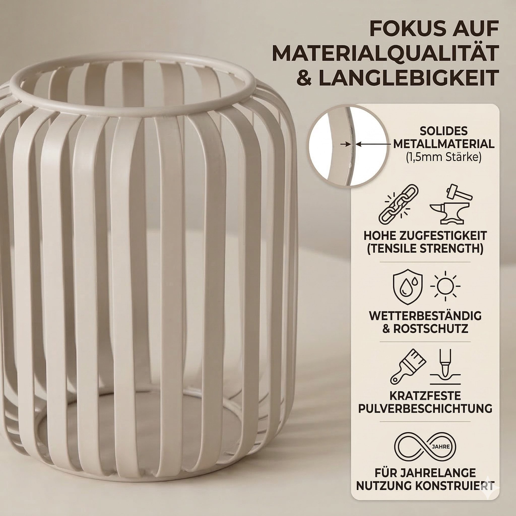 BOLTZE Windlicht Boltze Windlicht Viki Beige (1 St)
