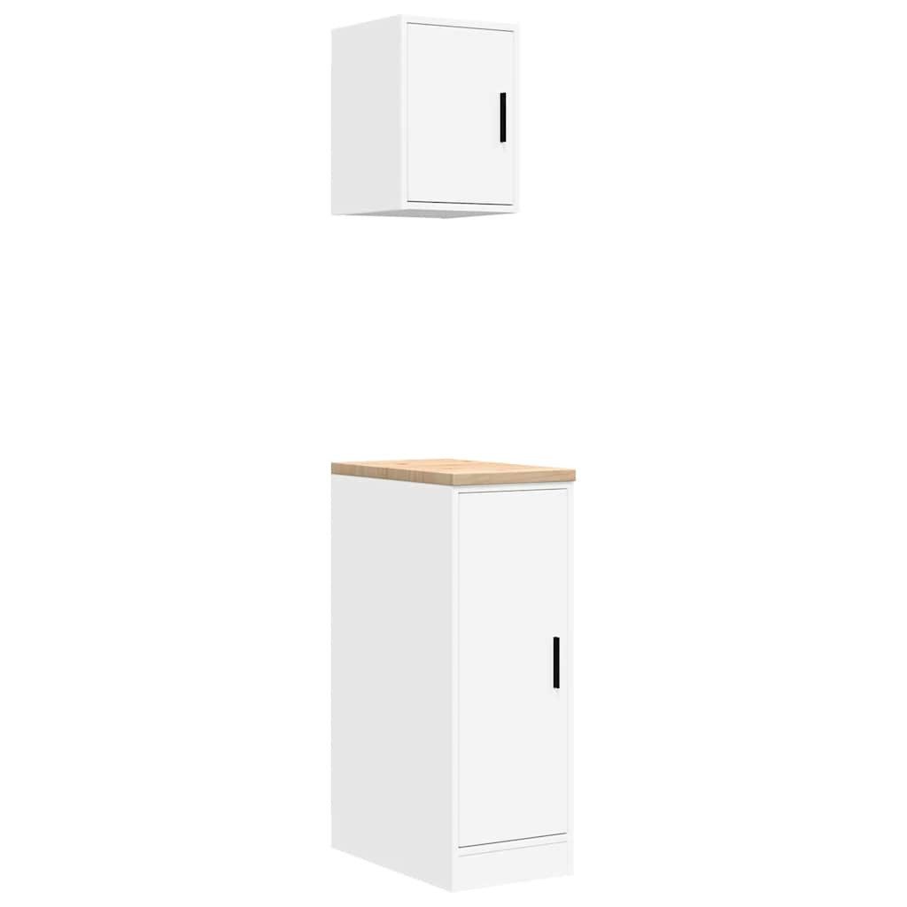 vidaXL Werkzeugschrank Garagenschränke 2 Stk. Weiß Holzwerkstoff (1-St)