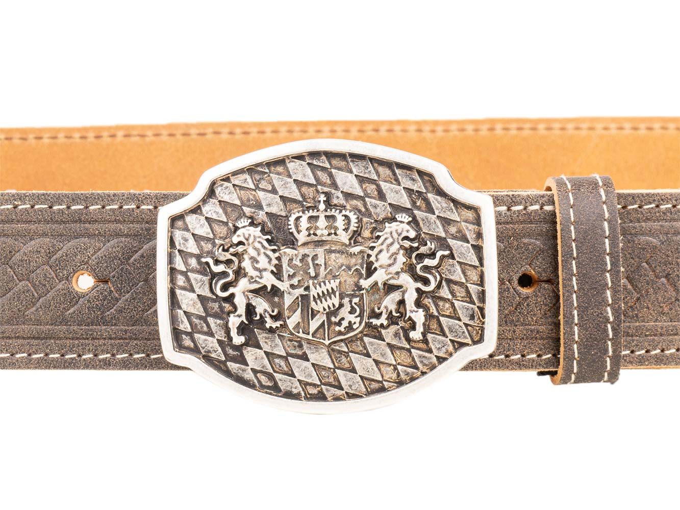 Goldschmidt Trachten Ledergürtel Trachtengürtel Flechtprägung braun 40mm – Bild 2 von 4