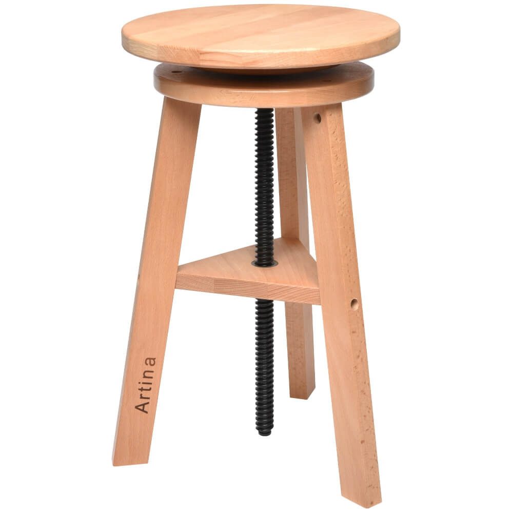 Artina Hocker Malhocker Arles Ø 30 cm Drehhocker Buchen-Holz, Ø30cm, höhenverstellbar 48-66cm – Künstlerhocker rund 360 Grad drehbar – Bild 5 von 5