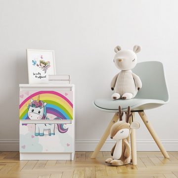 Sunnywall Möbelfolie passend für IKEA Malm Kommode Schrankfolie Aufkleber mit Baby Einhorn, blasenfreie selbstklebende Folie (SCHRANK NICHT INKLUSIVE)