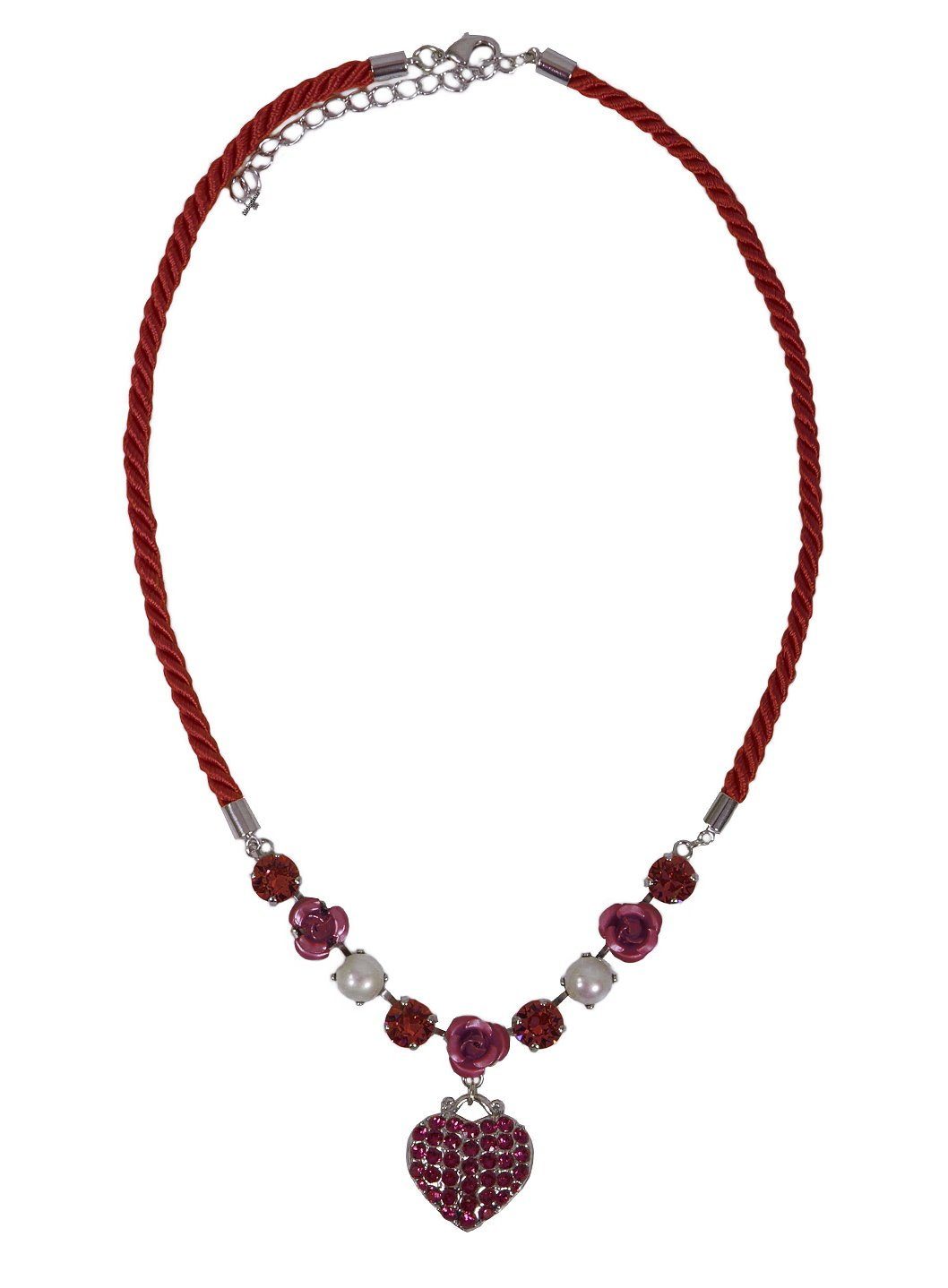 Moschen-Bayern Herzkette Trachtenkette Dirndlkette Trachtenschmuck Trachtenherz Herzkette Rose, Schmucksteine Swarovski-Kristall – Bild 2 von 5