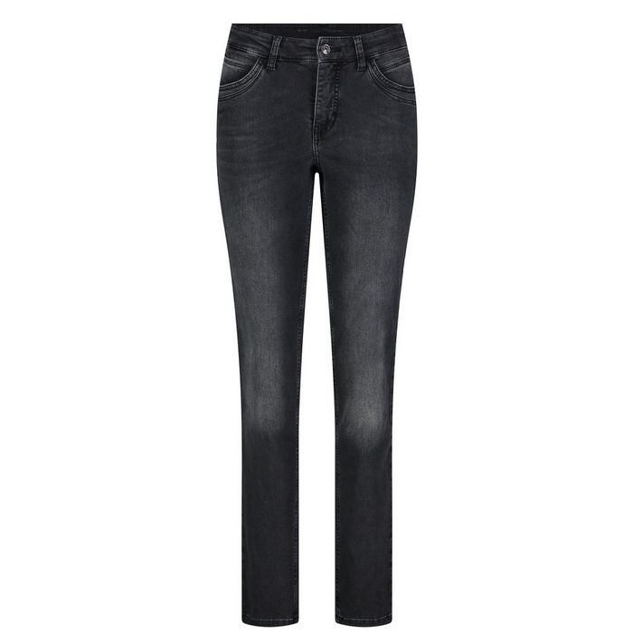 MAC Straight-Jeans MELANIE Feminine Fit Basic Used Black Wash 5-Pocket-Styles Applikation