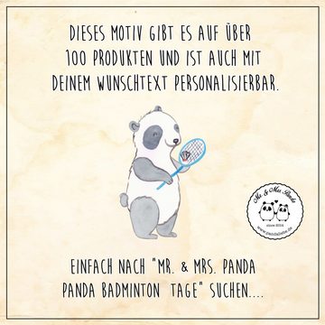 Mr. & Mrs. Panda Tragetasche Panda Badminton - Braun Pastell - Geschenk, Jutebeutel, Einkaufstasc (1-tlg), Cross Stitching Griffe