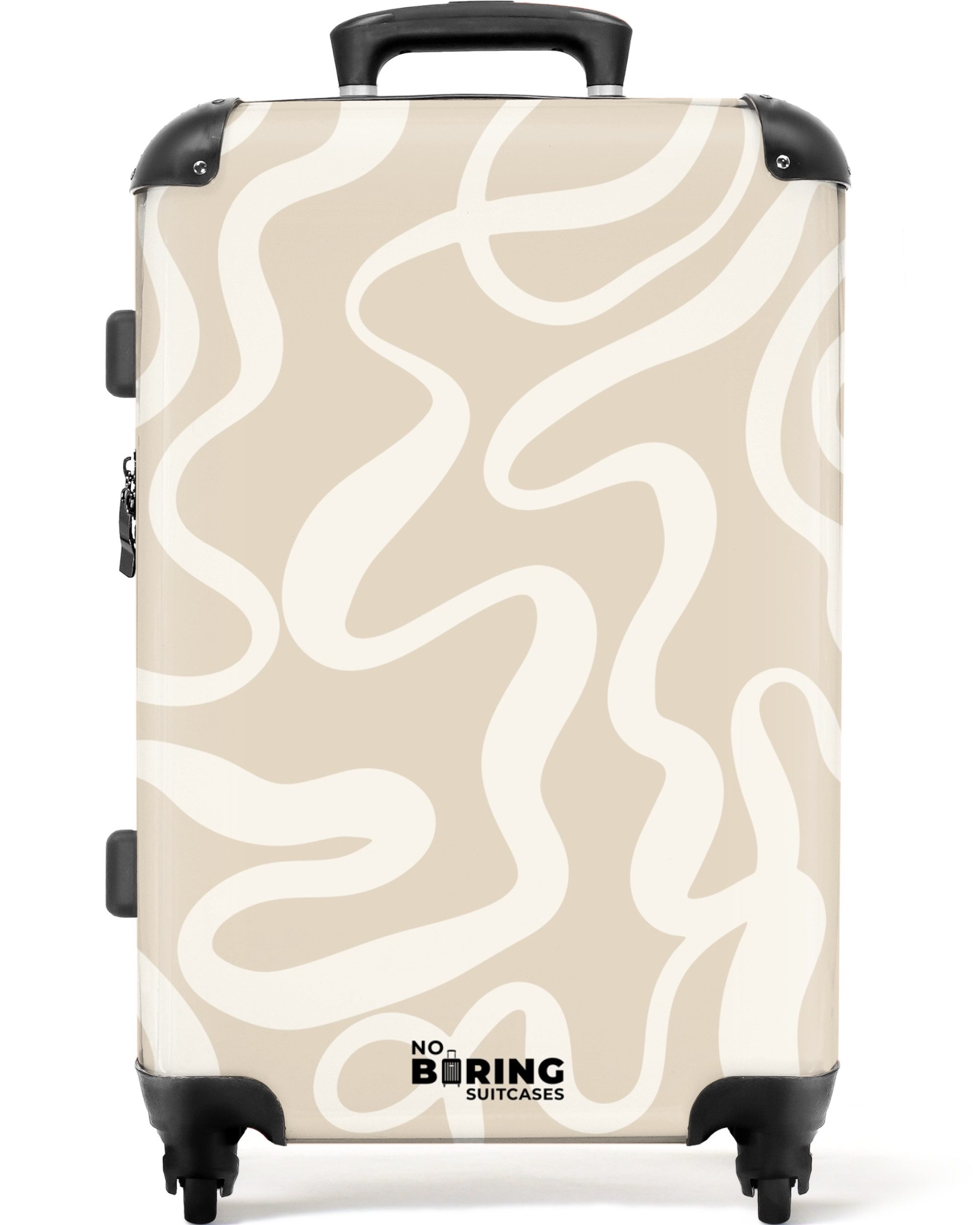 NoBoringSuitcases.com© Hartschalen-Trolley Beige mit weißen abstrakten günstig online kaufen