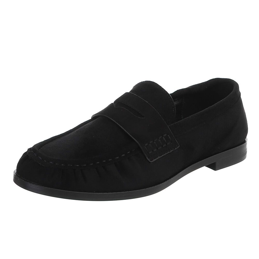 Ital-Design Damen Loafer Mokassin-Optik Slip-on Halbschuh Slipper (92125241) Blockabsatz Mokassins in Schwarz
