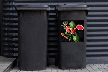 MuchoWow Wandsticker Wassermelone - Smoothie - Obst - Zitronenpresse (1 St), Mülleimer-aufkleber, Mülltonne, Sticker, Container, Abfalbehälter