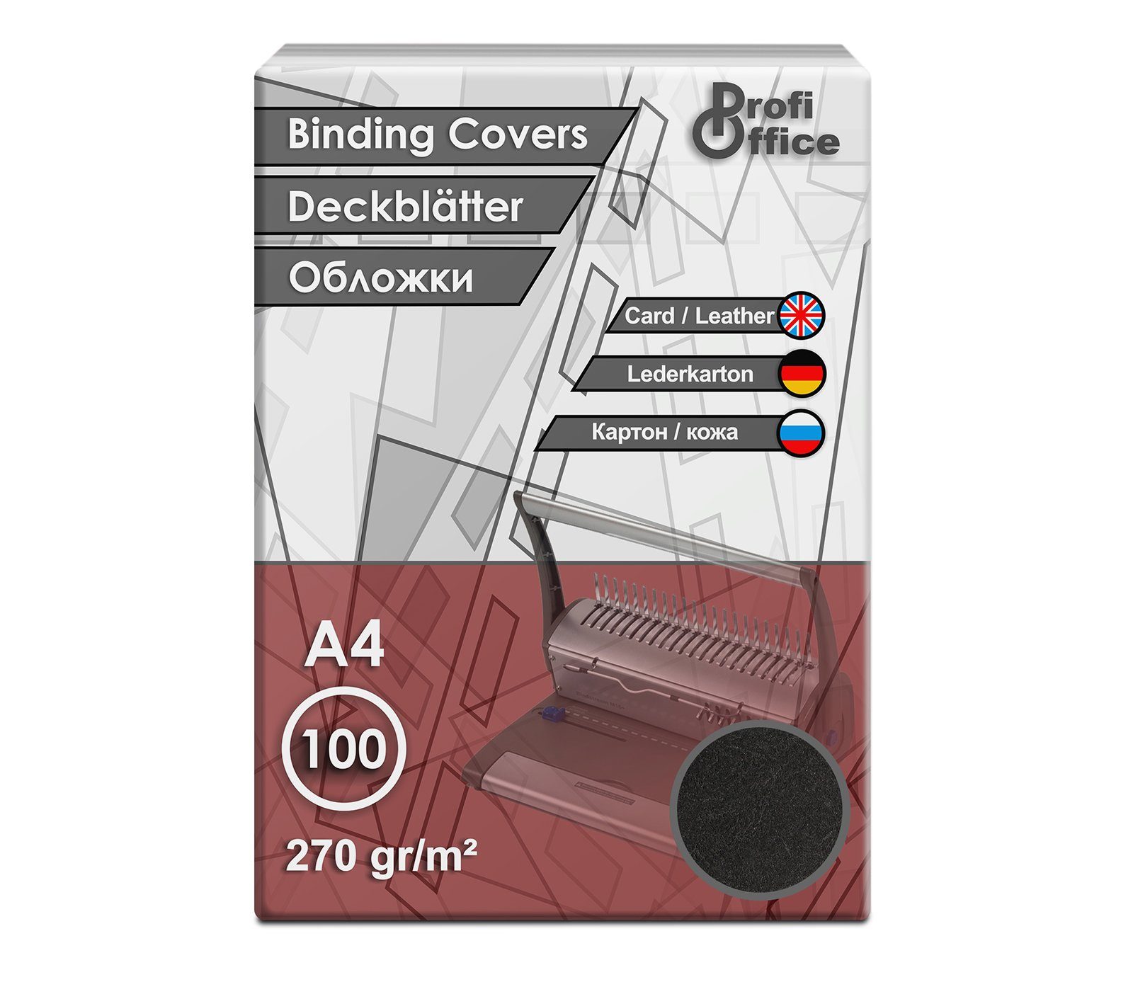 ProfiOffice Bindedeckblätter ProfiOffice 100 Deckblätter A4 in Lederoptik, schwarz