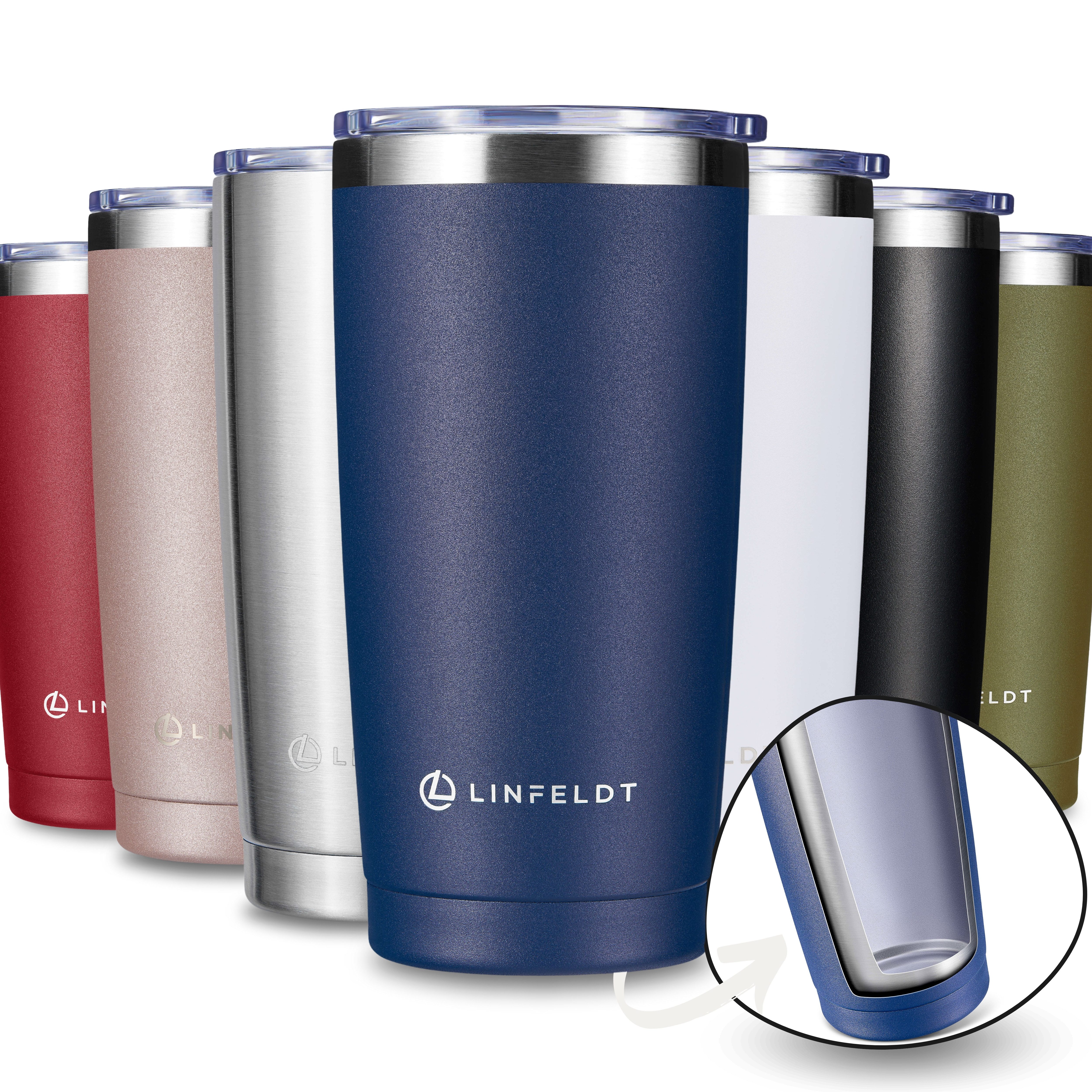 Thermobecher 590ml Tumbler mit Kunststoffdeckel & Gummidichtung - 1H+ Heiß & Kalt