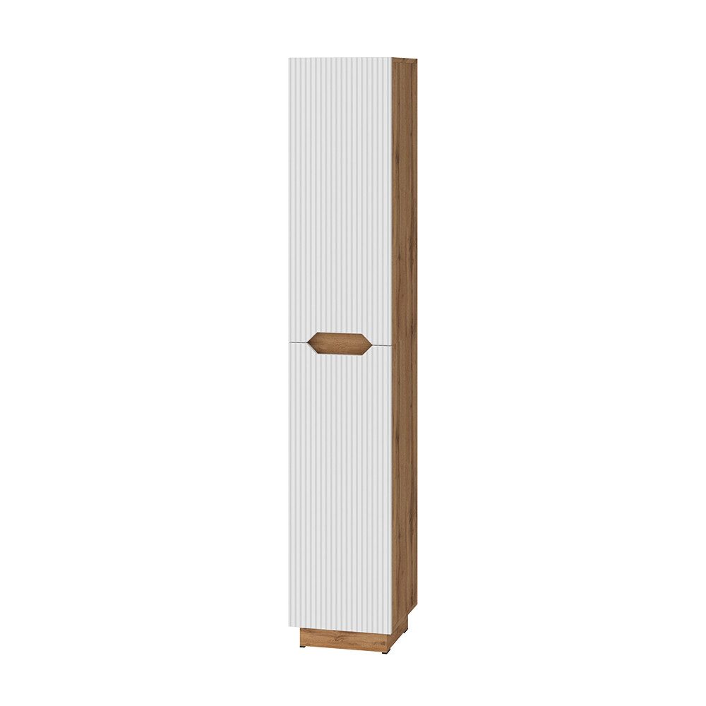 Vicco Hochschrank Lotta, Eiche/weiß gestreift, 33 x 186 cm mit 2 Türen (1-St)