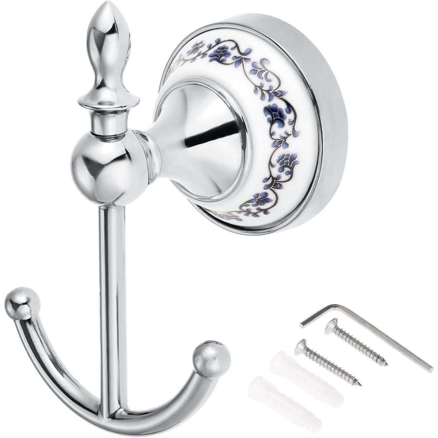 LuxusKollektion Handtuchhaken Garderobenhaken Keramik Zinklegierung Retro Blau Weiss, (4-St)