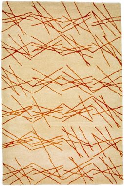 Wollteppich Designer Teppich handgetuftet beige, morgenland, rechteckig, Höhe: 18 mm
